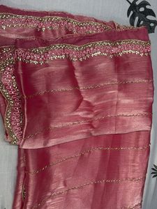 Exquisite Embellished Pink Saree