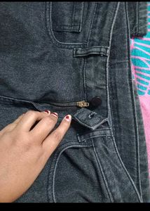Black Flared Jeans with Neon Zippers