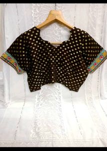 Elegant Brown Polka Dot Saree