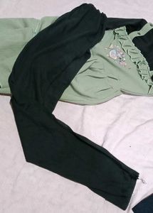 Cute Green Dress with Black Pant