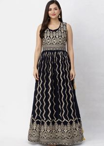 Elegant navy blue &amp; Gold Embellished Kurta