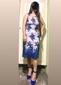Elegant Blue Lace Cocktail Dress