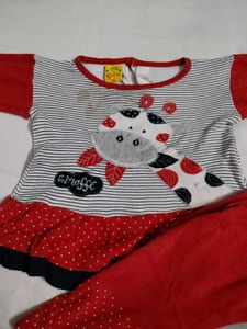 kids' Cute Giraffe Print Baby Girls Outfit