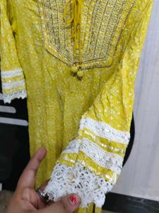 Beautiful Yellow Embroidered Kurta