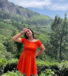 Off-Shoulder Orange Flare Dress