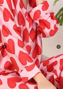 🚨!!!2 Cute Heart Print Satin Pajama Set