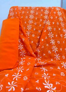 Orange Embroidered Kurta Set