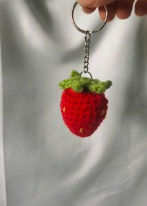 Handmade Crocheted Strawberry Keychain