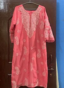 Pink Chikankari Kurta set