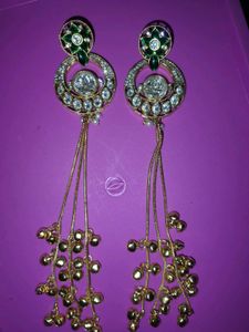 Stunning Green &amp; Crystal Drop Earrings