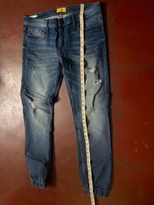 Distressed Jack jones Blue Denim Jogger Jeans