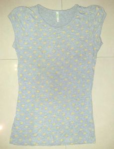DENIM CO. Grey &amp; Golden Polka-Dot Top