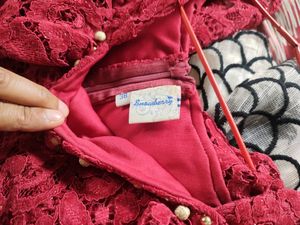 Red Lace Off-Shoulder Dress...