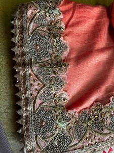 Elegant Peach Embroidered Saree