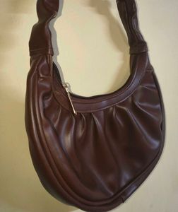 Chic Brown Ruched Shoulder Bag