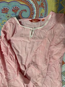 Pink Checked Kurta