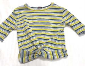 Striped Twist Front Top