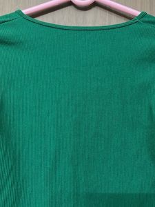 Emerald Green V-Neck Cropped Top for M &amp;L