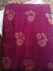 Elegant Maroon Saree with Golden Print