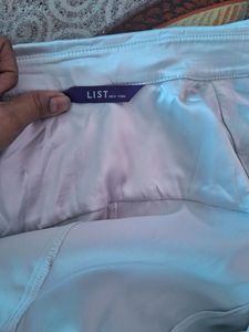 Greyish/ Light Blueish Satin Shirt For Slim Girls