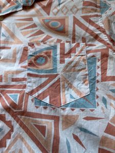 Retro Geometric Print Short Sleeve Shirt