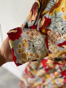 Zara Floral Print Satin Midi Dress