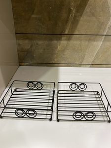 Set of 2 Black rod iron  Wire Shelves