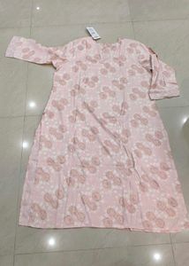 Pink Floral Print Silk fabric Kurta only (No pant)
