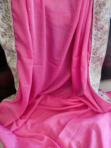 New Party Wear Saree With Stiched Blouse