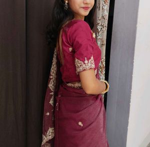 Elegant Maroon Saree
