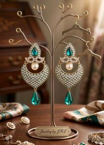 Elegant Emerald & Pearl Drop Earrings
