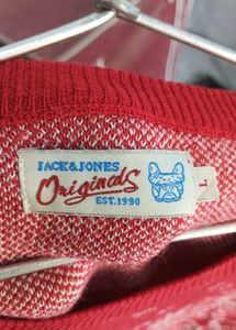 JACK &amp; JONES  Unisex Red Christmas Sweater