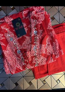 Vibrant Red Embroidered Kurta Set