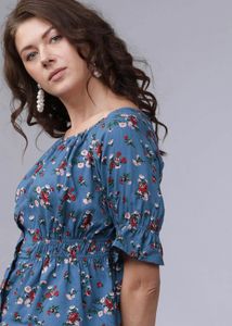 Floral Print Button-Up Peplum Top