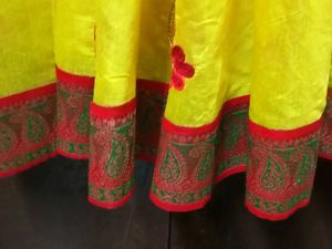 Brand New Yellow+With+Red Lace Border ChanderiSilk