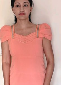 Coral Puff Sleeve Dress