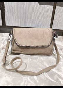 Beige Suede Crossbody Bag