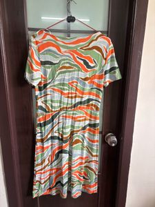Colorful Abstract Print Midi Dress