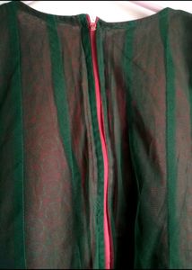 Netted Green Anarkali With Dupatta