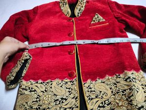 Red &amp; Gold Ethnic blazer for your lil hero
