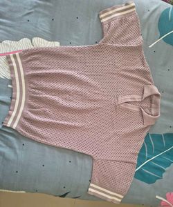 Lilac Ribbed Knit &amp; Mesh Top Set