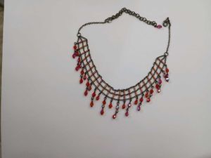 Elegant Red Beaded Choker Necklace