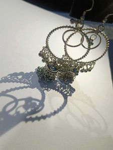 Silver Jhumka Hoop Earrings
