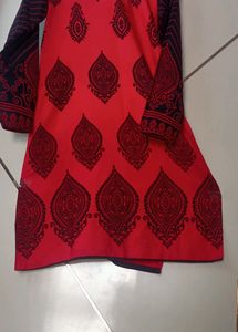 Pakistani Printed Long Ombre Kurti With Full Sleev