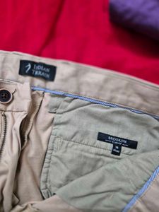Men's Purple Slim Fit Shirt &amp; Beige Trousers