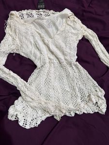 knit mini white dress