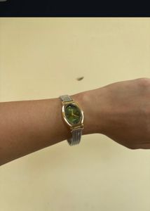 Elegant Gold Tone Green Dial Watch