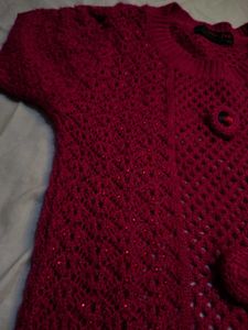Hot Pink Knit backless Sweater