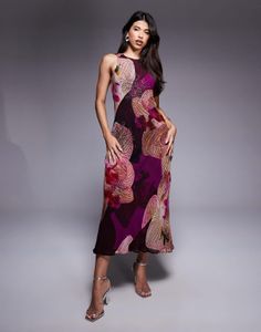 Orchid Printed Embellished Maxi Dress