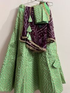 Green & Gold Lehenga Choli Set